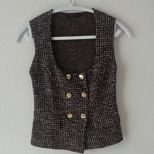 Zara Black and Gold Tweed Vest